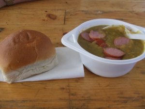 Erwtensoep is a thick pea and smoked sausage soup, which is often served with rye bread and slices of ham.